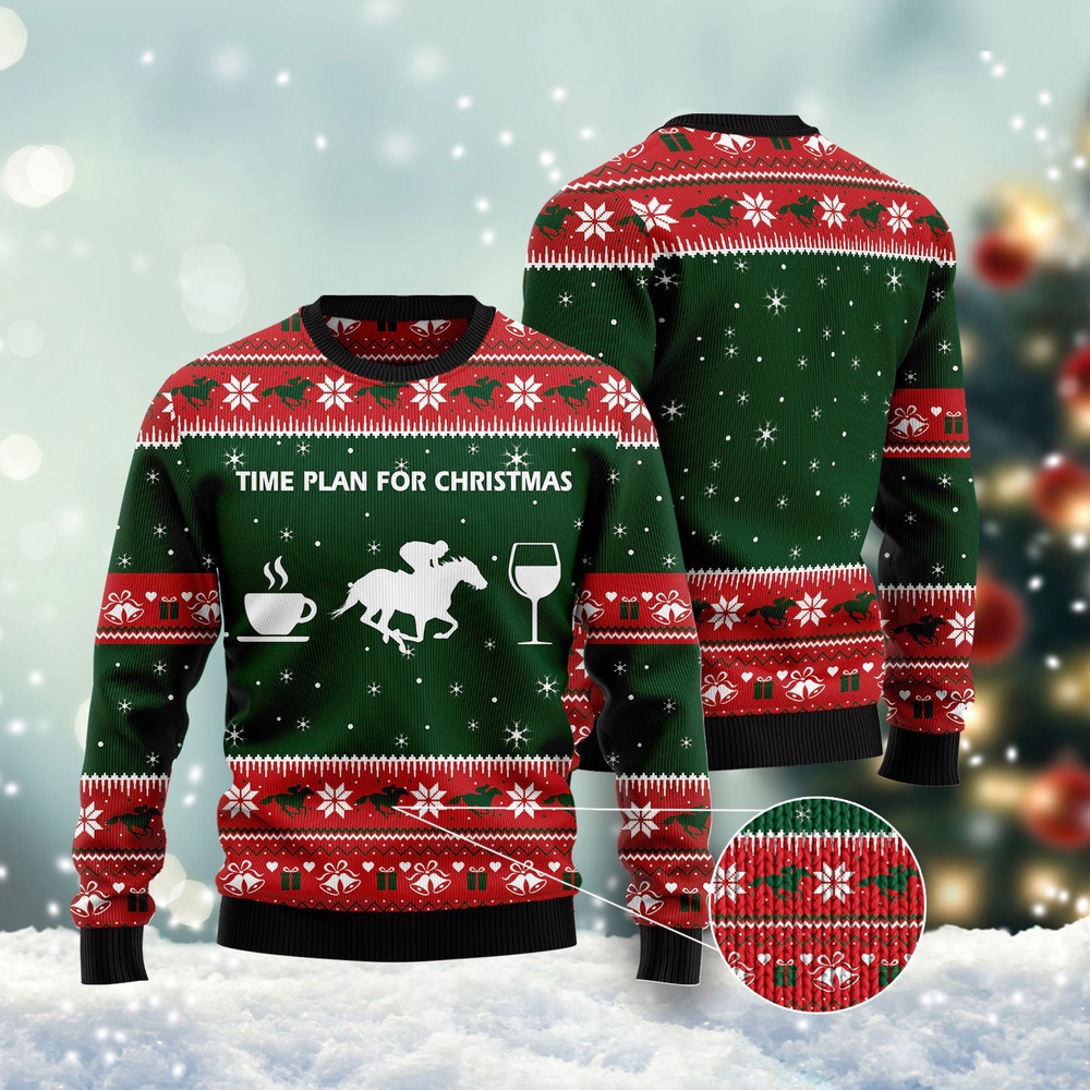 Time Plan For Christmas Horse Racing Ugly Christmas Sweater, Christmas Sweater, Ugly Sweater, Funny Xmas Sweaters Time Plan For Christmas Horse Racing Ugly Christmas Sweater, Christmas Sweater, Ugly Sweater, Funny Xmas Sweaters