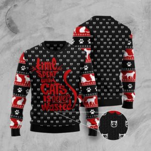 Time With Cat Christmas Ugly Christmas Sweater,…