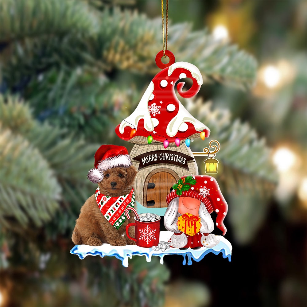 Toy-Poodle With Mushroom House Christmas Ornament, Christmas Ornament, Dog Ornament, Xmas Dog Ornaments Toy-Poodle With Mushroom House Christmas Ornament, Christmas Ornament, Dog Ornament, Xmas Dog Ornaments