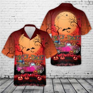 Truck Or Treat Happy Halloween Hawaiian Shirt,…