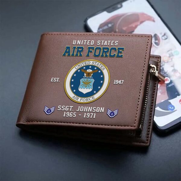 US Air Force Custom Your Name Rank And Year Military Wallet For Soldiers, Veteran Wallet