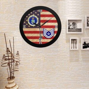 US Air Force E-6 Technical Sergeant TSgt E6 Wall Clock, Military Clocks, 24 Hour Clocks