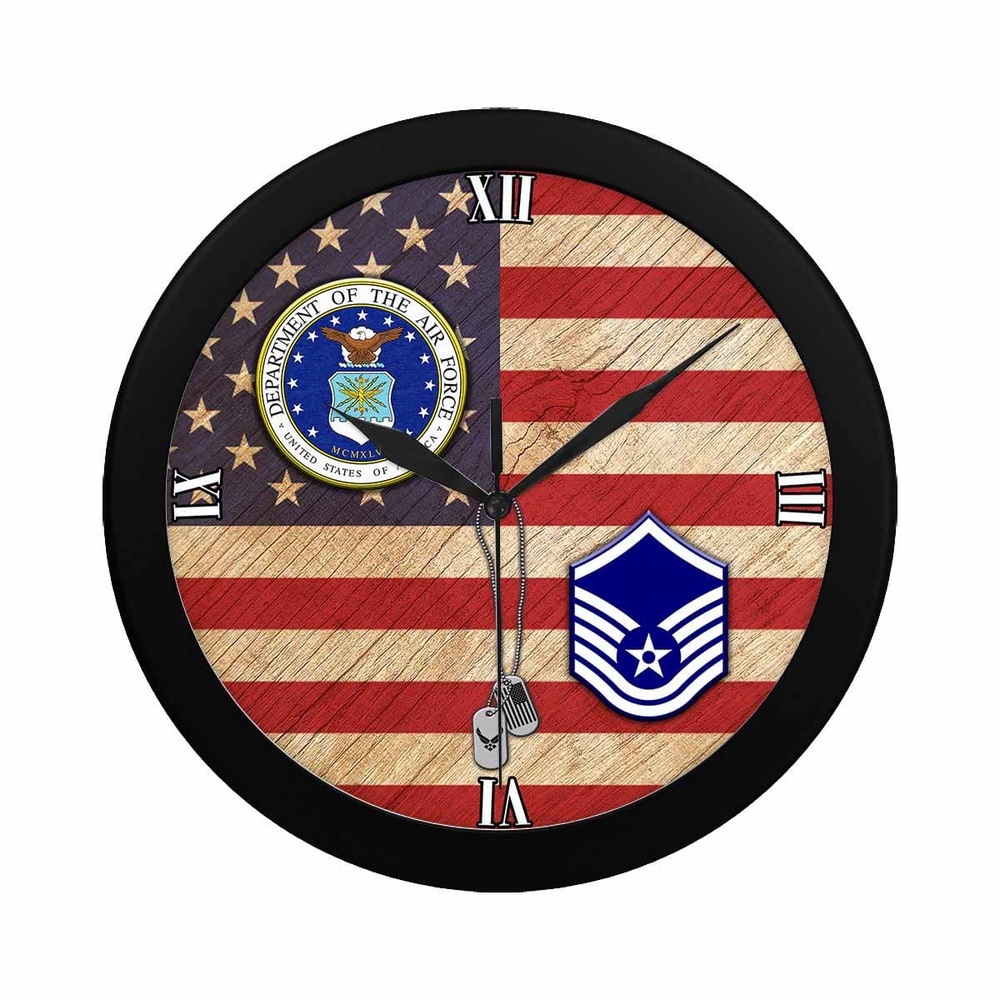 US Air Force E-7 Master Sergeant MSgt E7 Wall Clock, Military Clocks, 24 Hour Clocks