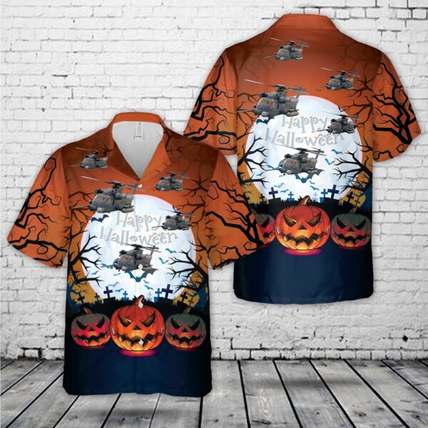 US Air Force MH53 Pave Low Halloween Hawaiian Shirt, Halloween Hawaiian Shirt, Horror Hawaiian Shirt