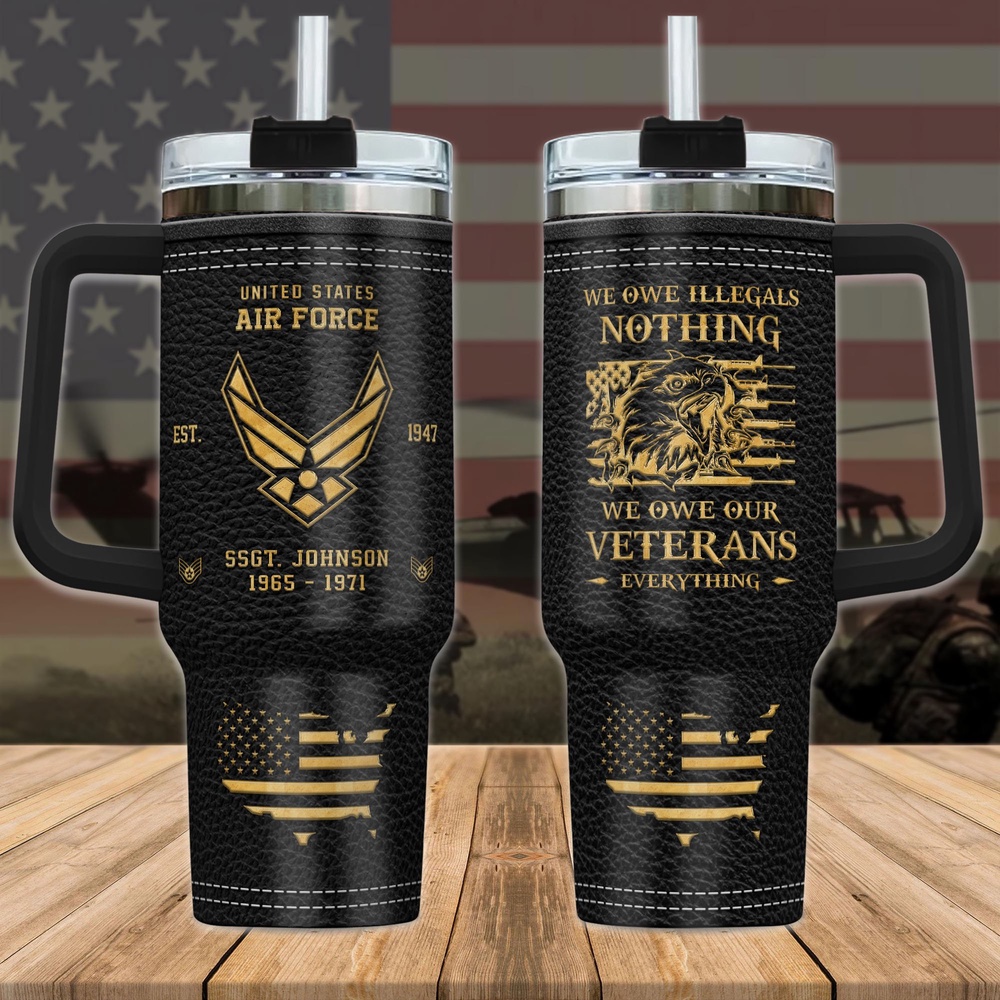 US Air Force Military Custom Name Rank And Year Stanley Tumbler 40Oz, Veteran Tumbler, Military Tumbler