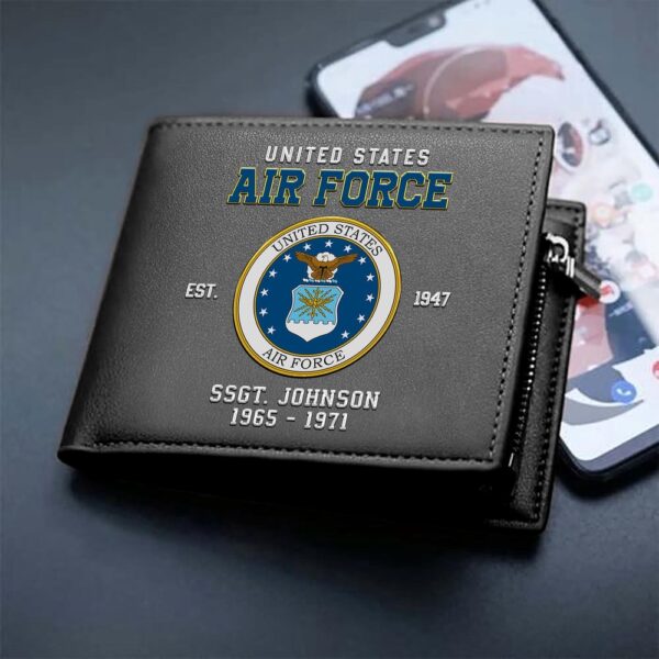 US Air Force Military Men Wallet Custom Name And Year, US Military Men Wallet, Veteran Wallet