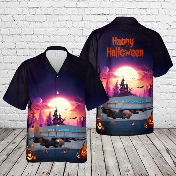 US Air Force North Carolina Air National Guard Halloween Hawaiian Shirt, Halloween Hawaiian Shirt, Horror Hawaiian Shirt