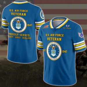 US Air Force Vneck Football Jersey Custom Your Name And Rank, Military Shirts , US Veteran Gifts, Military Jersey