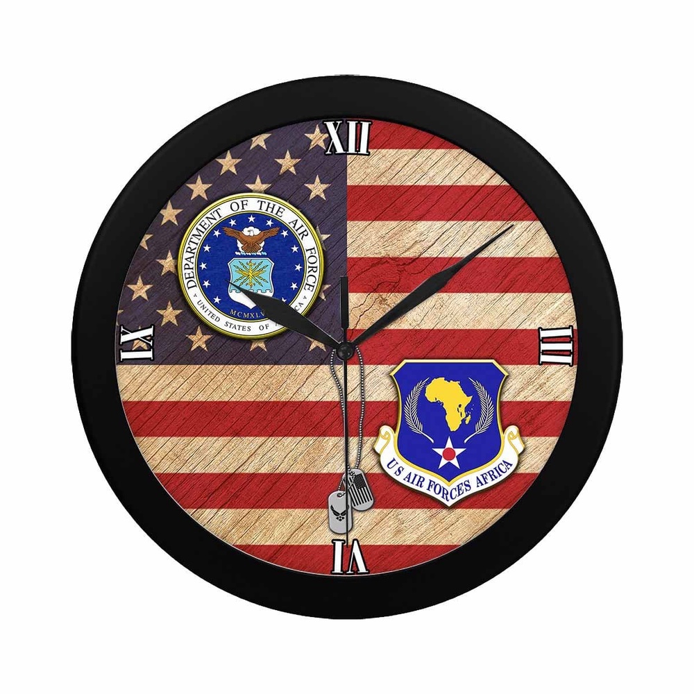 US Air Forces Africa Wall Clock, Military Clocks, 24 Hour Clocks