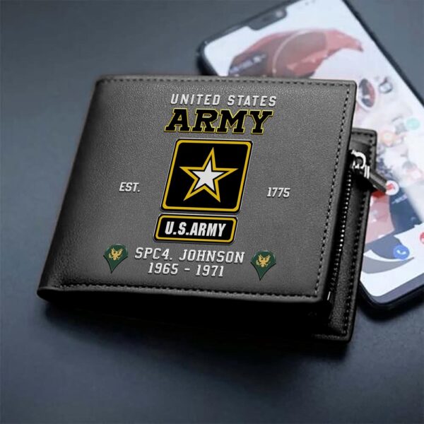 US Army Custom Your Name Rank And Year Military Wallet For Soldiers, Veteran Wallet