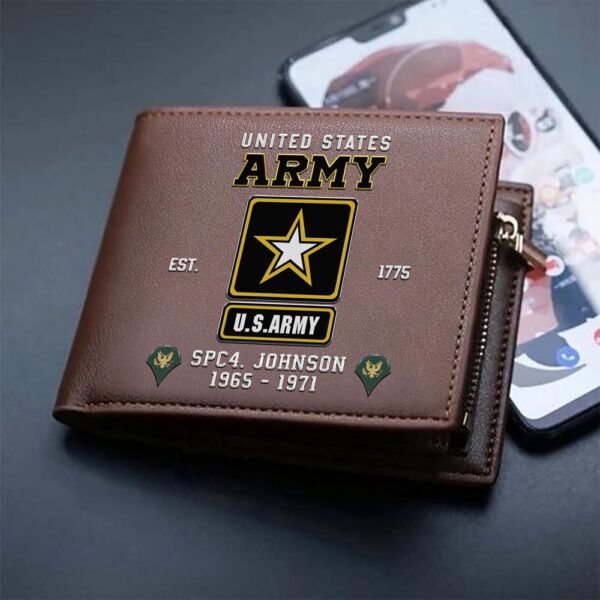 US Army Custom Your Name Rank And Year Military Wallet For Soldiers, Veteran Wallet