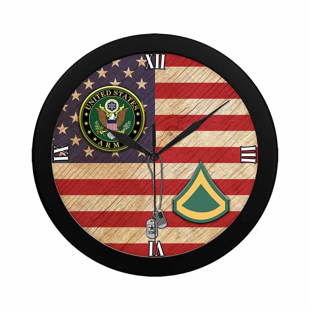 US Army E-3 PFC E3 Private First Class Wall Clock, Military Clocks, 24 Hour Clocks US Army E-3 PFC E3 Private First Class Wall Clock, Military Clocks, 24 Hour Clocks