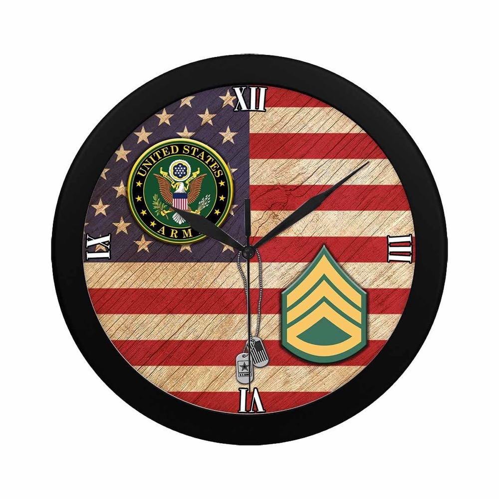 US Army E-6 Staff Sergeant E6 SSG Wall Clock, Military Clocks, 24 Hour Clocks US Army E-6 Staff Sergeant E6 SSG Wall Clock, Military Clocks, 24 Hour Clocks