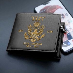 US Army Men Wallet Custom Your Name And Year, Military Wallet For Soldiers, Veteran Wallet