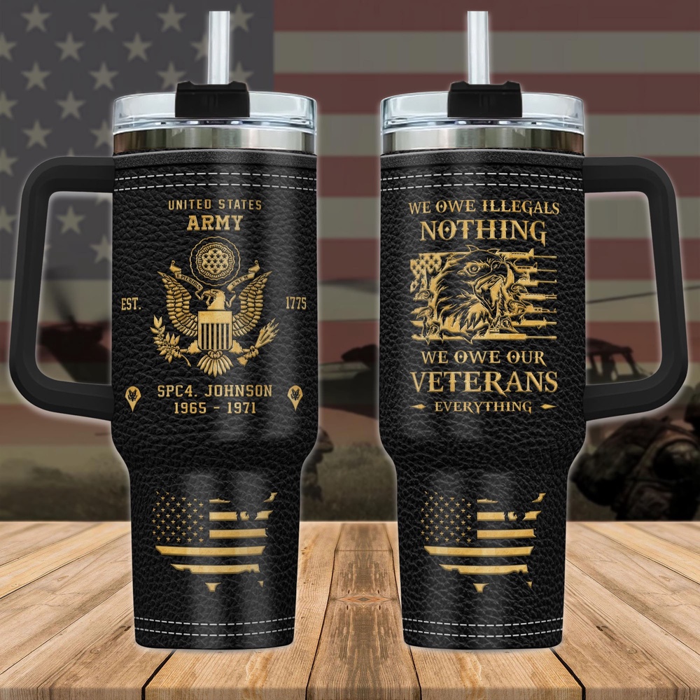 US Army Military Custom Name Rank And Year Stanley Tumbler 40Oz, Veteran Tumbler, Military Tumbler