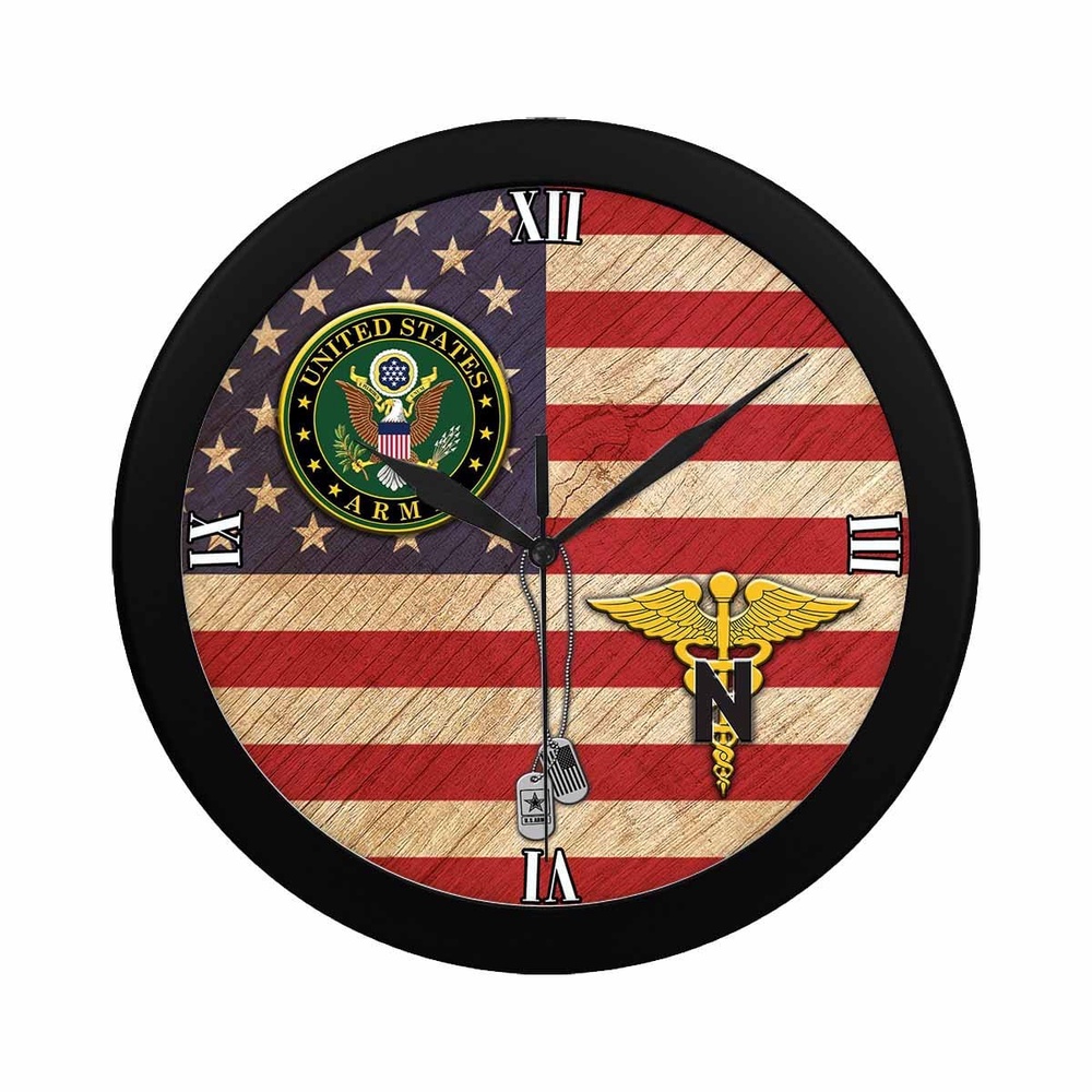 US Army Nurse Corps Black Wall Clock, Military Clocks, 24 Hour Clocks US Army Nurse Corps Black Wall Clock, Military Clocks, 24 Hour Clocks