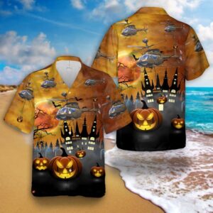 US Army OH-58 Kiowa Halloween Hawaiian Shirt,…