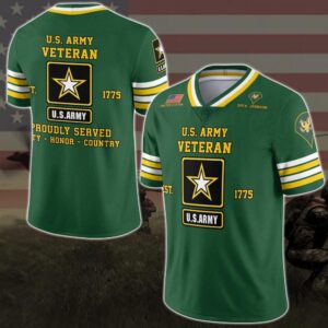 US Army Vneck Football Jersey Custom Your Name And Rank, Military Shirts , US Veteran Gifts, Military Jersey