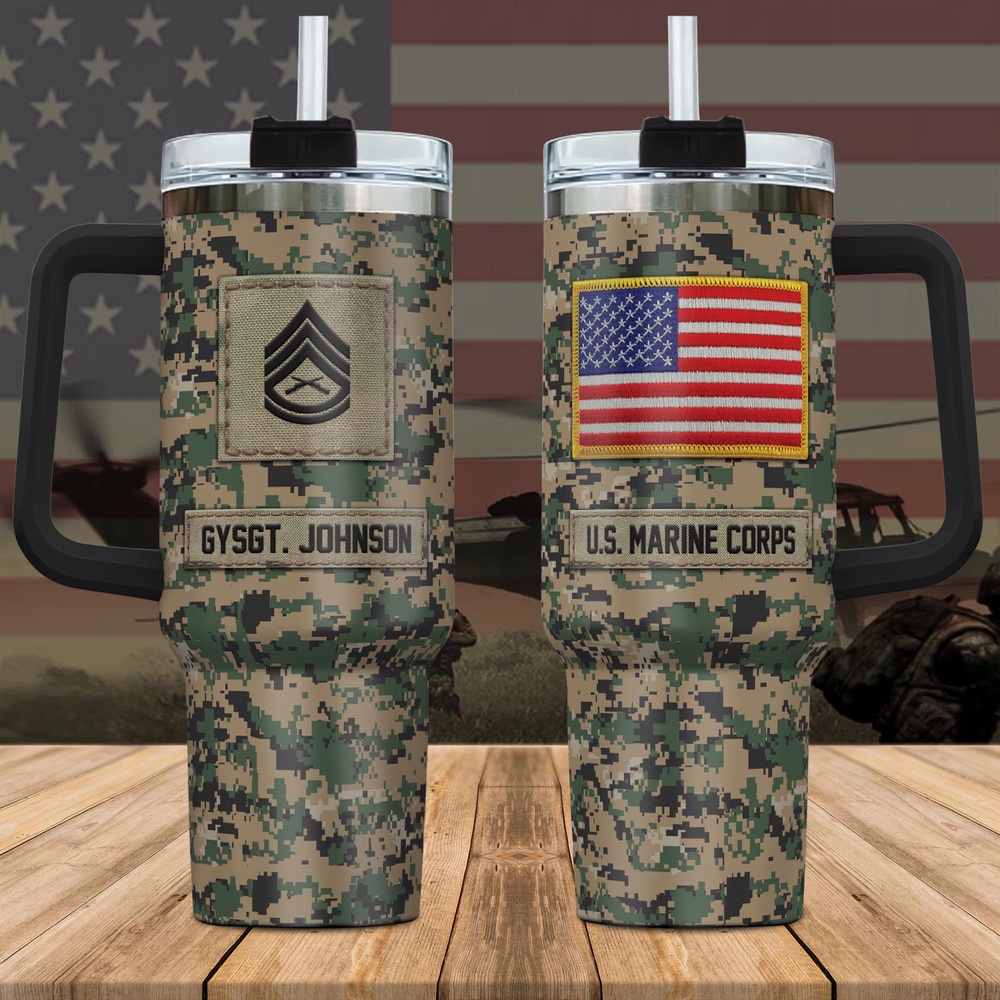 US Marine Corps Custom Name Rank Stanley Tumbler 40Oz, Camouflage Tumbler, Veteran Tumbler, Military Tumbler US Marine Corps Custom Name Rank Stanley Tumbler 40Oz, Camouflage Tumbler, Veteran Tumbler, Military Tumbler