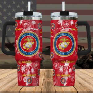 US Marine Corps Custom Name Stanley Tumbler 40Oz, Veteran Tumbler, Military Tumbler