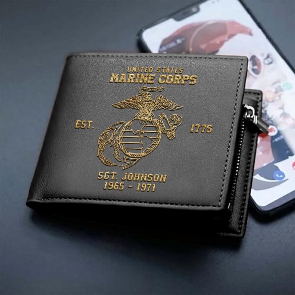 US Marine Corps Men Wallet Custom Your Name And Year, Military Wallet For Soldiers, Veteran Wallet