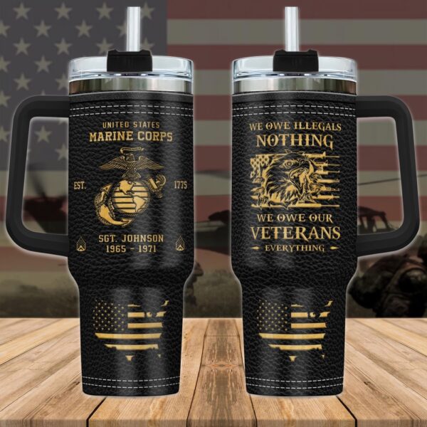 US Marine Corps Military Custom Name Rank And Year Stanley Tumbler 40Oz, Veteran Tumbler, Military Tumbler