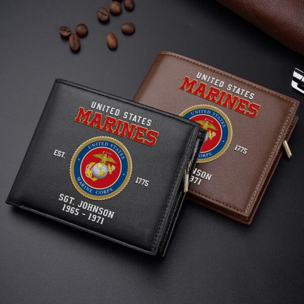 US Marine Corps Military Men Wallet Custom Name And Year, US Military Men Wallet, Veteran Wallet