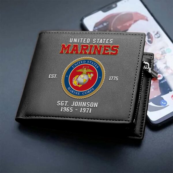 US Marine Corps Military Men Wallet Custom Name And Year, US Military Men Wallet, Veteran Wallet