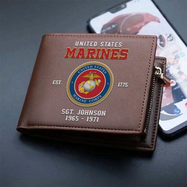 US Marine Corps Military Men Wallet Custom Name And Year, US Military Men Wallet, Veteran Wallet