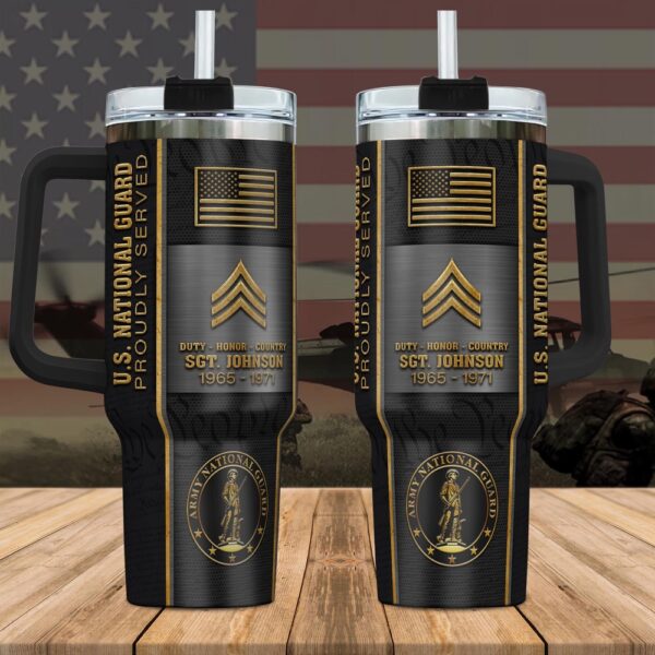 US National Guard Custom Name Rank And Year Stanley Tumbler 40Oz, Veteran Tumbler, Military Tumbler For Soldiers