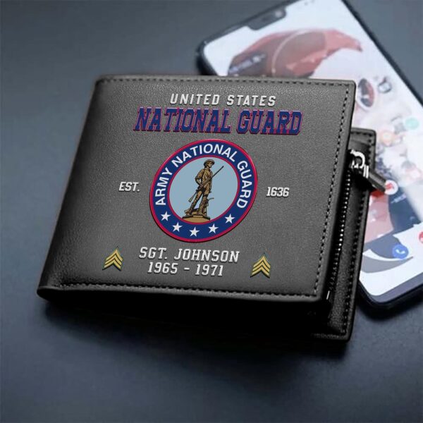 US National Guard Custom Your Name Rank And Year Military Wallet For Soldiers, Veteran Wallet