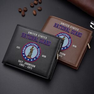 US National Guard Military Men Wallet Custom Name And Year, US Military Men Wallet, Veteran Wallet