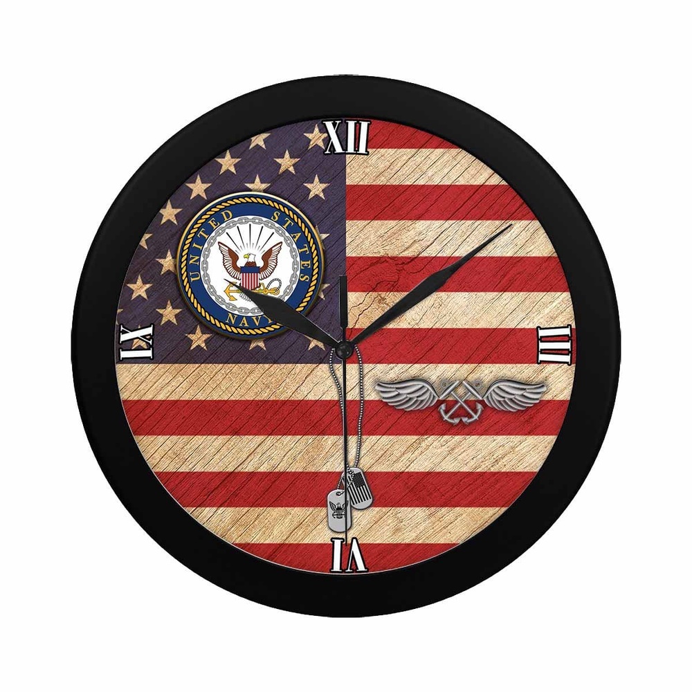US Navy Aviation Boatswain’s Mate Navy AB Wall Clock, Military Clocks, 24 Hour Clocks
