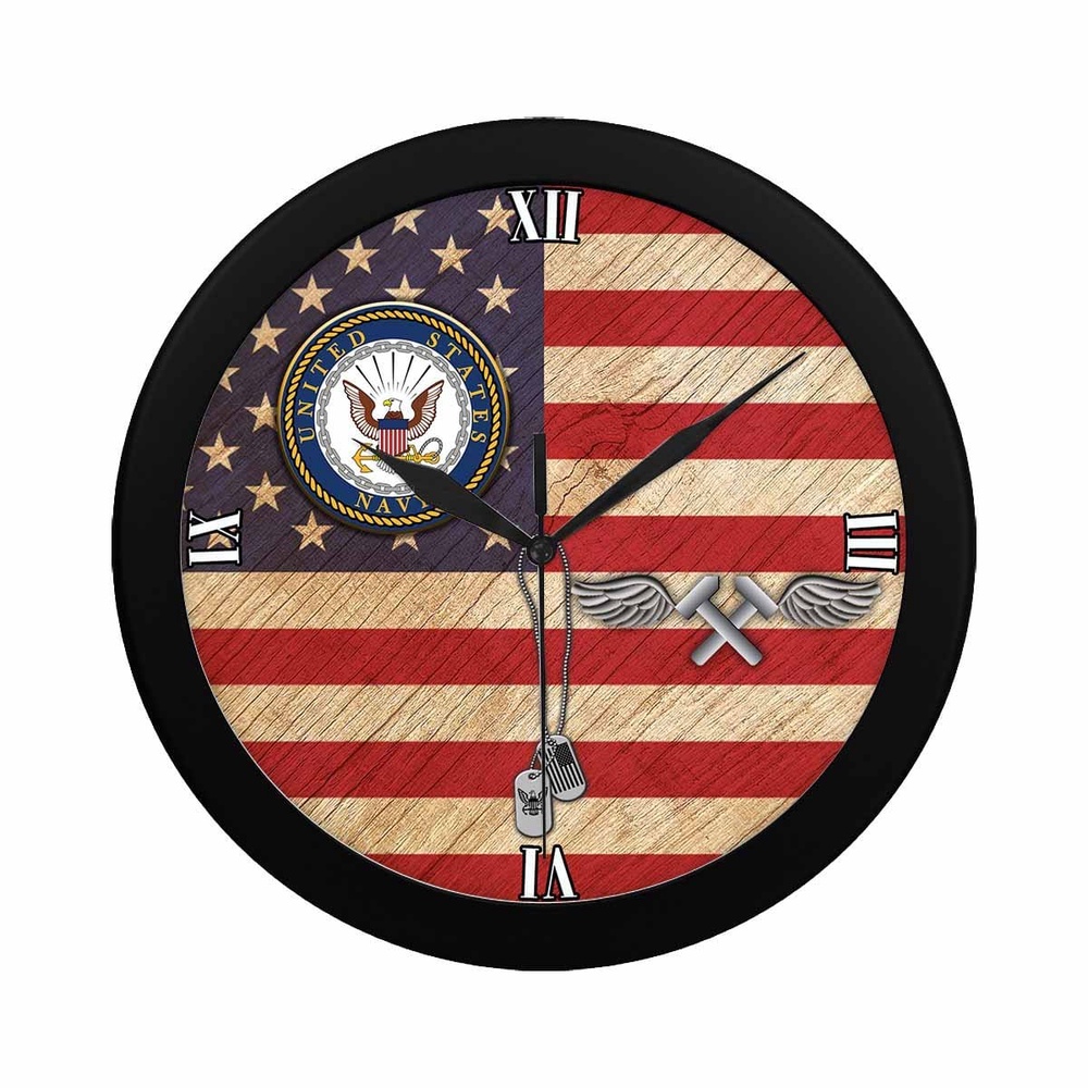 US Navy Aviation Structural Mechanic Navy AM Wall Clock, Military Clocks, 24 Hour Clocks