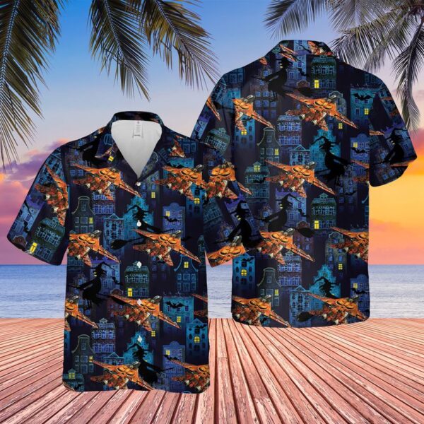 US Navy Grumman F-14 Tomcat Halloween Hawaiian Shirt, Halloween Hawaiian Shirt, Horror Hawaiian Shirt