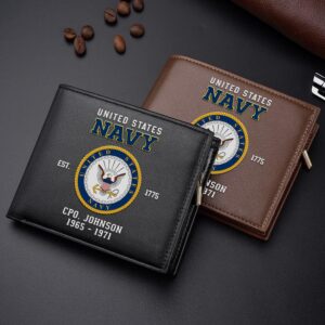 US Navy Military Men Wallet Custom Name…