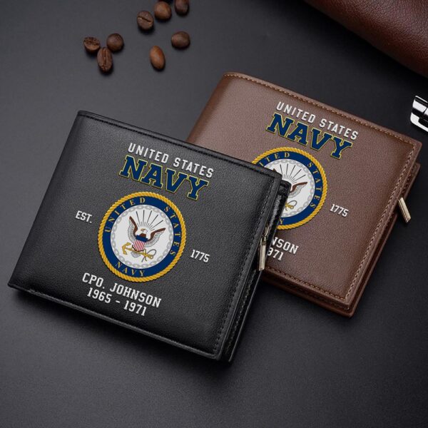 US Navy Military Men Wallet Custom Name And Year, US Military Men Wallet, Veteran Wallet