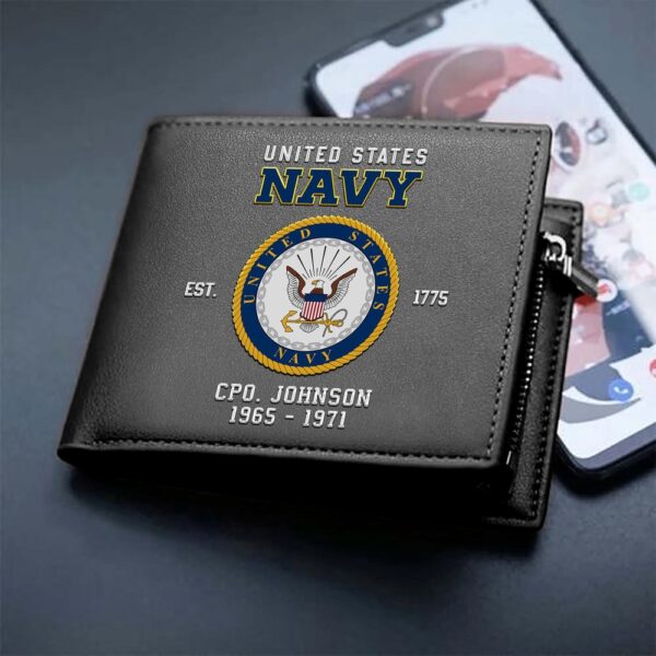 US Navy Military Men Wallet Custom Name And Year, US Military Men Wallet, Veteran Wallet