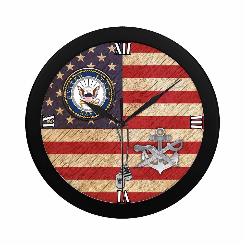 US Navy Special Warfare Boat Operator Navy SB Wall Clock, Military Clocks, 24 Hour Clocks