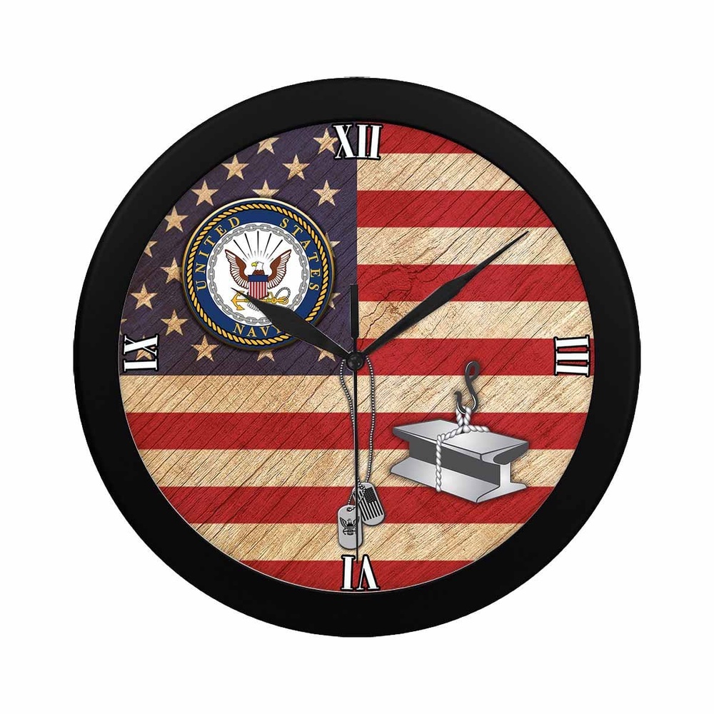 US Navy Steelworker Navy SW Wall Clock, Military Clocks, 24 Hour Clocks