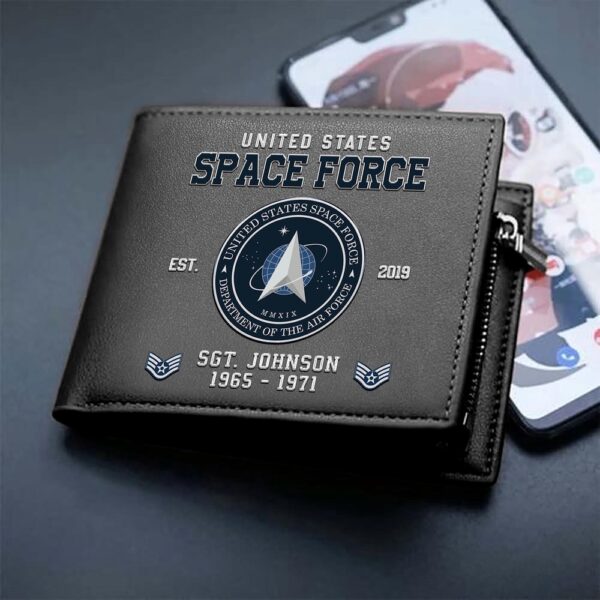 US Space Force Custom Your Name Rank And Year Military Wallet For Soldiers, Veteran Wallet