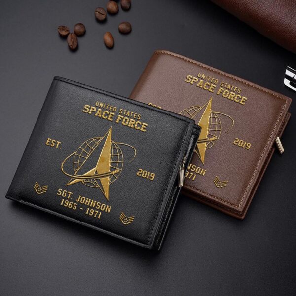 US Space Force Men Wallet Custom Name Rank And Year Military Soldiers, Veteran Wallet