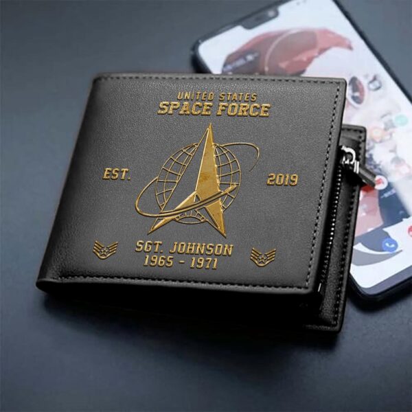 US Space Force Men Wallet Custom Name Rank And Year Military Soldiers, Veteran Wallet