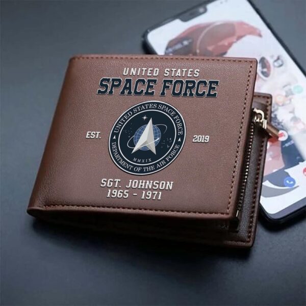 US Space Force Military Men Wallet Custom Name And Year, US Military Men Wallet, Veteran Wallet