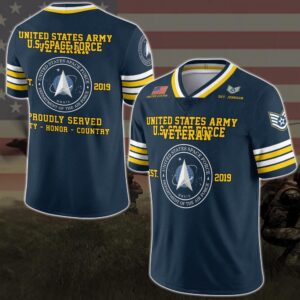 US Space Force Vneck Football Jersey Custom Your Name And Rank, Military Shirts , US Veteran Gifts, Military Jersey