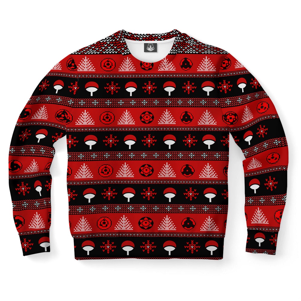 Uchiha Clan Pattern Ugly Christmas Sweater, Christmas Sweater, Ugly Sweater, Funny Xmas Sweaters Uchiha Clan Pattern Ugly Christmas Sweater, Christmas Sweater, Ugly Sweater, Funny Xmas Sweaters
