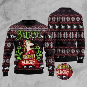 Unicorn Believe In The Magic Ugly Christmas…