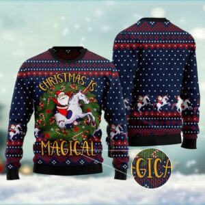 Unicorn Christmas Is Magical Ugly Christmas Sweater,…