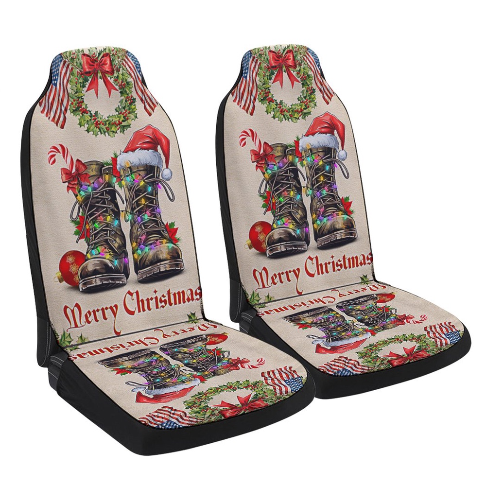 Veteran Christmas Military Boots Seat Cover Cars, Christmas Car Seat Cover, Car Seat Cover