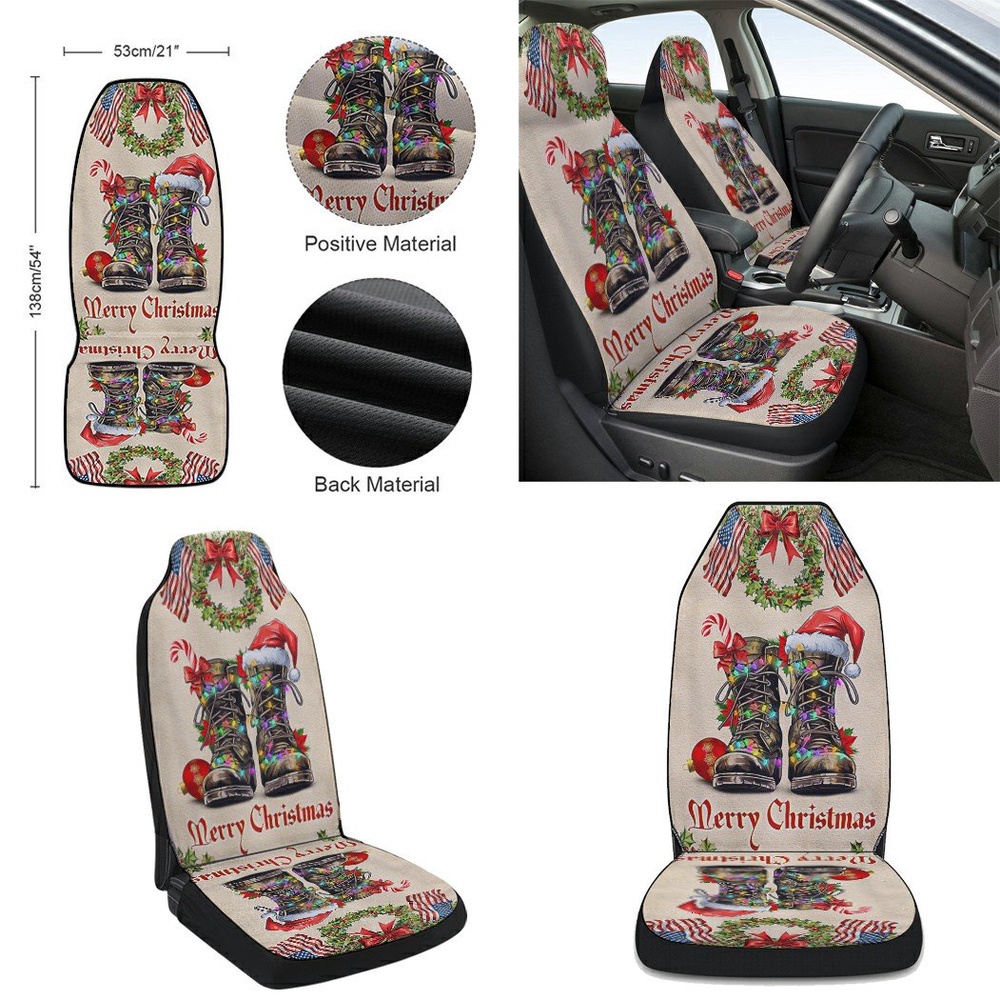 Veteran Christmas Military Boots Seat Cover Cars, Christmas Car Seat Cover, Car Seat Cover